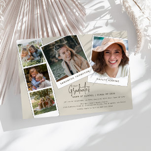 Invitation Fête de remise de diplômes conjointe avec 5 photos