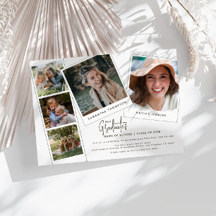 Invitation Fête de remise de diplômes conjointe avec 5 photos