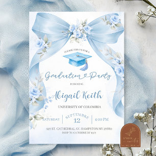Invitation Fête de remise de diplômes Coquette Ruban Bleu ave