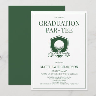 Invitation Fête de remise de diplômes de golf simple vert et