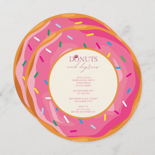 Invitation Fête de remise de diplômes Donuts et Degrees (Devant / Derrière)