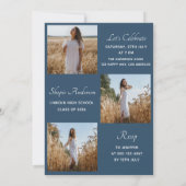 Invitation Fête de remise de diplômes élégante multi-photos (Dos)