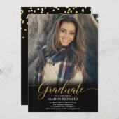 Invitation Fête de remise de diplômes en or noir, moderne et  (Devant / Derrière)