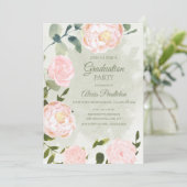 Invitation Fête de remise de diplômes florale rose printanièr (Debout devant)