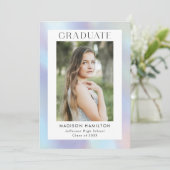 Invitation Fête de remise de diplômes holographique dégradé b (Debout devant)