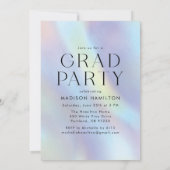 Invitation Fête de remise de diplômes holographique dégradé b (Dos)