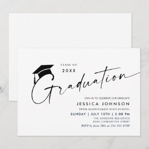 Invitation Fête de remise de diplômes minimaliste simple mode