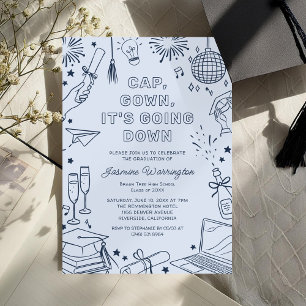 Invitation Fête de remise de diplômes moderne bleu fantaisist