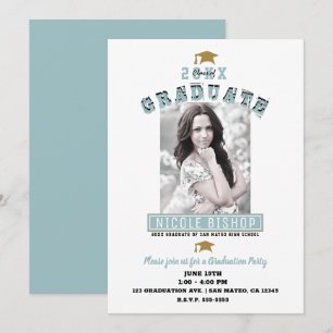 Invitation Fête de remise de diplômes moderne minimaliste bla