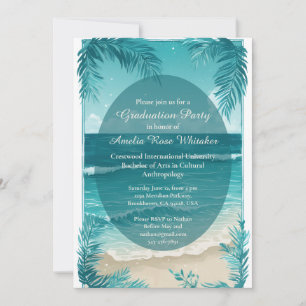 Invitation Fête de remise de diplômes moderne tropicale turqu