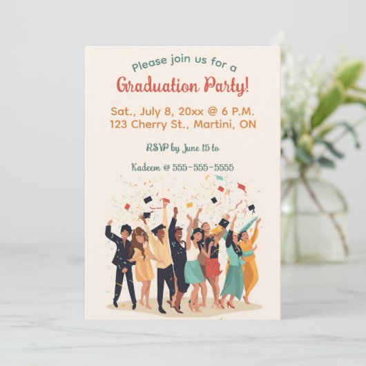 Invitation Fête de remise de diplômes modifiable (Debout devant)