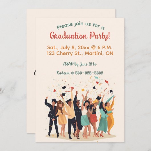 Invitation Fête de remise de diplômes modifiable (Devant / Derrière)