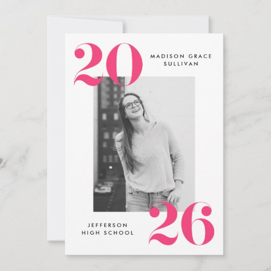 Invitation Fête de remise de diplômes photo avec lettrage ros (Devant)