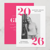 Invitation Fête de remise de diplômes photo avec lettrage ros (Devant / Derrière)