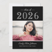 Invitation Fête de remise de diplômes Photo Noir Blanc 2026 (Devant)