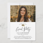 Invitation Fête de remise de diplômes photo noir & blanc écri (Devant)