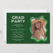 Invitation Fête de remise de diplômes photo verte rétro wave (Devant)