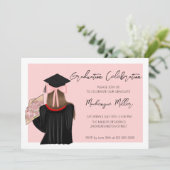 Invitation Fête de remise de diplômes pour une coquette aux c (Debout devant)