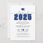Invitation Fête de remise de diplômes simple moderne bleu (Devant)