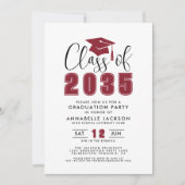 Invitation Fête de remise de diplômes simple moderne rouge (Devant)