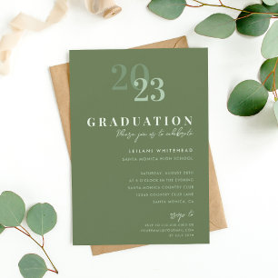 Invitation Fête de remise de diplômes Vert Sauge Typographie