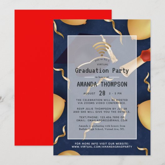 Invitation Fête de remise de diplômes virtuelle (Devant / Derrière)