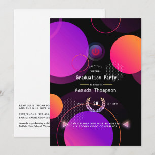 Invitation Fête de remise de diplômes virtuelle géométrique l