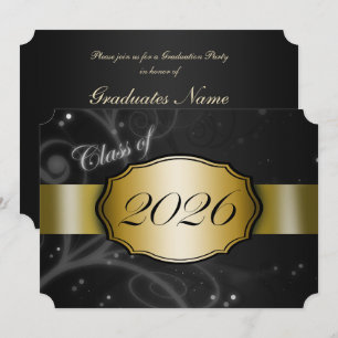 Invitation Fête de remise des diplômes 2026 Noir et Or