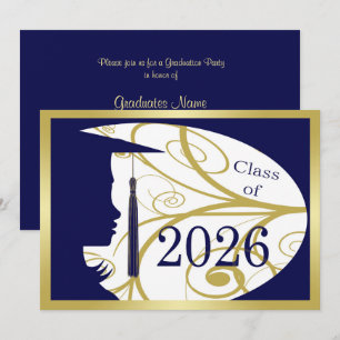 Invitation Fête de remise des diplômes 2026 Silhouette Bleue