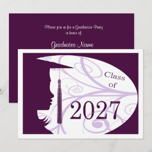 Invitation Fête de remise des diplômes 2027 Silhouette Violet