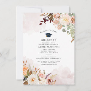 Invitation Fête de remise des diplômes aquarelle florale mode