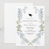 Invitation Fête de remise des diplômes aux fleurs bleues (Devant / Derrière)