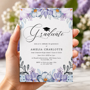 Invitation Fête de remise des diplômes aux fleurs violettes p