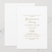 Invitation Fête de remise des diplômes avec calligraphie doré (Devant / Derrière)