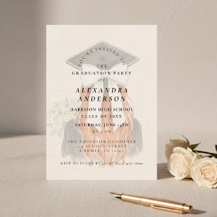 Invitation Fête de Remise des Diplômes avec Photo et Nœud Fan