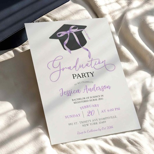 Invitation Fête de remise des diplômes avec un nœud coquet vi