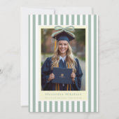 Invitation Fête de remise des diplômes avec un nœud vert prep (Devant)