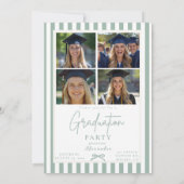 Invitation Fête de remise des diplômes avec un nœud vert prep (Dos)