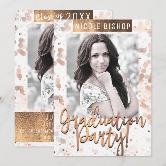 Invitation Fête de remise des diplômes Bronze Doré Photo de d (Devant / Derrière)