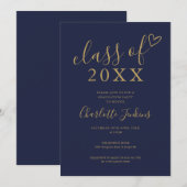 Invitation Fête de remise des diplômes de classe de script or (Devant / Derrière)