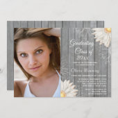 Invitation Fête de remise des diplômes de la marguerite blanc (Devant / Derrière)