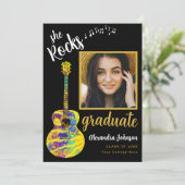 Invitation Fête de Remise des Diplômes de Script Doré Photo d (Debout devant)