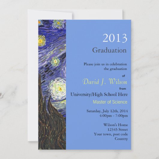 Invitation Fête de remise des diplômes de Starry Night (Devant)