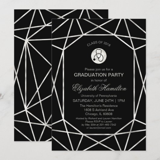 Invitation Fête de remise des diplômes d'école d'infirmière a (Devant / Derrière)