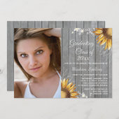 Invitation Fête de remise des diplômes des tournesols rustiqu (Devant / Derrière)