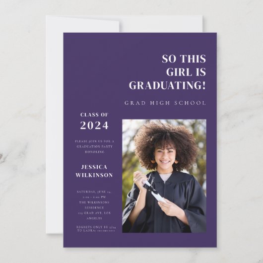 Invitation Fête de remise des diplômes du lycée photo moderne (Devant)