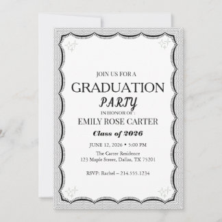 Invitation Fête de remise des diplômes Elegant Gold Flourish
