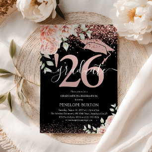 Invitation Fête de remise des diplômes élégante avec fleurs r