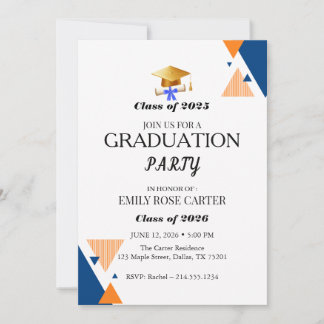 Invitation Fête de remise des diplômes Élégante avec Flourish