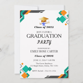 Invitation Fête de remise des diplômes Élégante avec Flourish
